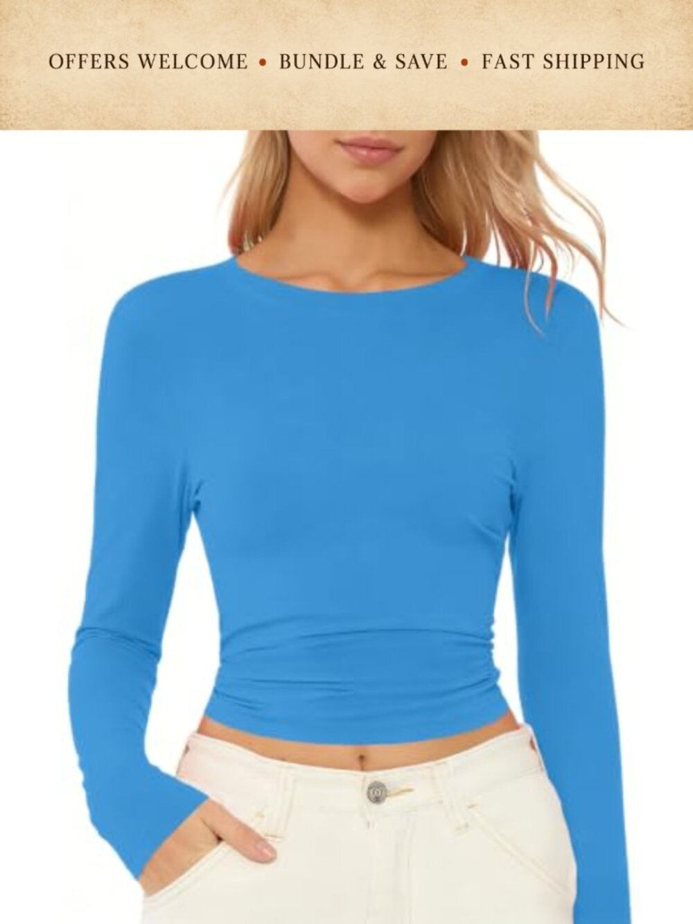 Women's Long Sleeve Slim Fit Crew Neck Soft Tee